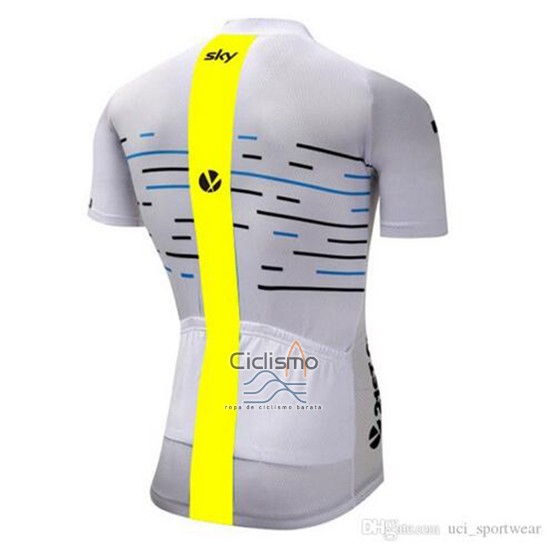 Sky Ropa Ciclismo Culotte Corto 2018 Mangas Cortas Blanco y AMarillo